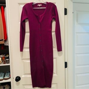 Magenta Button-Down Dress